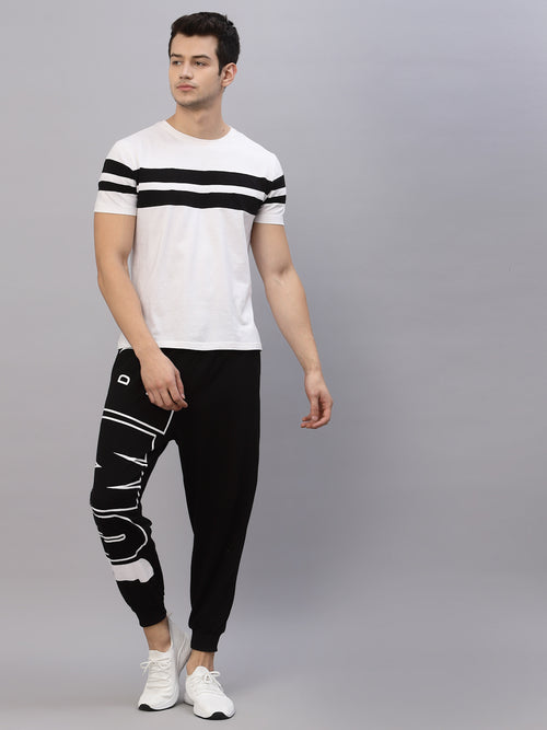 Rigo Black Terry With Jump Placement Printed Jogger