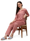 Smarty Pants Women's Silk Satin Rose Gold Color Night Suit Pair