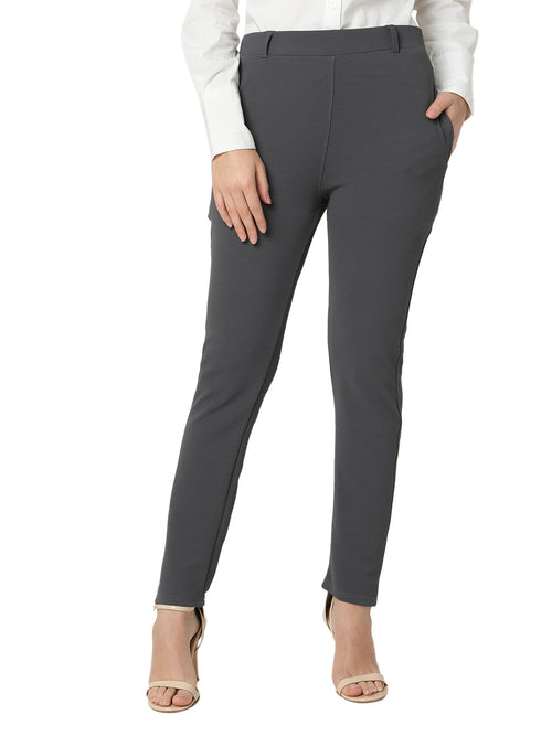 Smarty Pants Women's Cotton Lycra Ankle Length Grey Formal Trouser