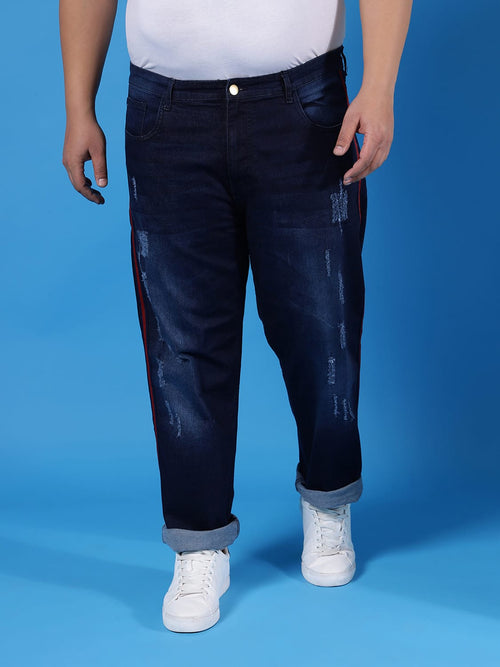 Instafab Dye Plus Men Side Striped Stylish Casual Denim Jeans