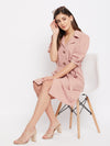 Swan Pink Puff Sleeve Trench Dress
