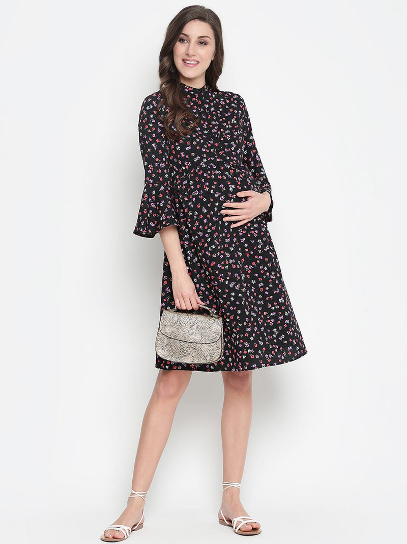 Oxolloxo Sequnced Floral Print Blooming Maternity Dress