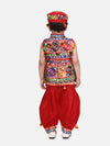 BownBee Navratri Embroidered kediya with Dhoti and Cap for Boys- maroon