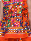 BownBee Navratri Embroidered kediya with Dhoti and Cap for Boys- Orange