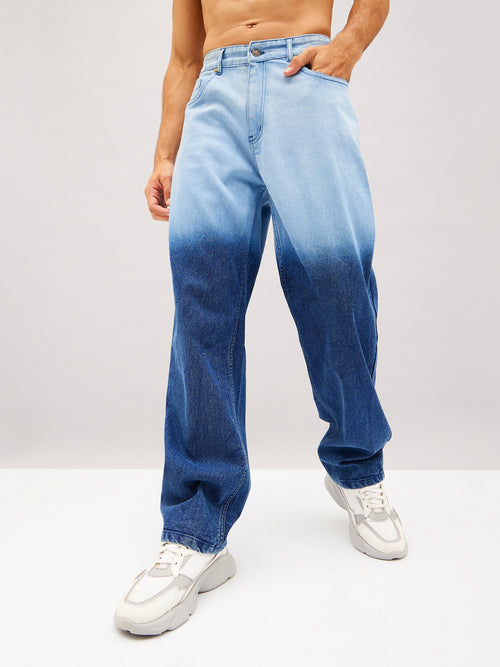 Men Blue Ombre Relax Fit Jeans
