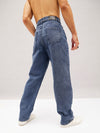Men Blue Washed Basic Relax Fit Jeans
