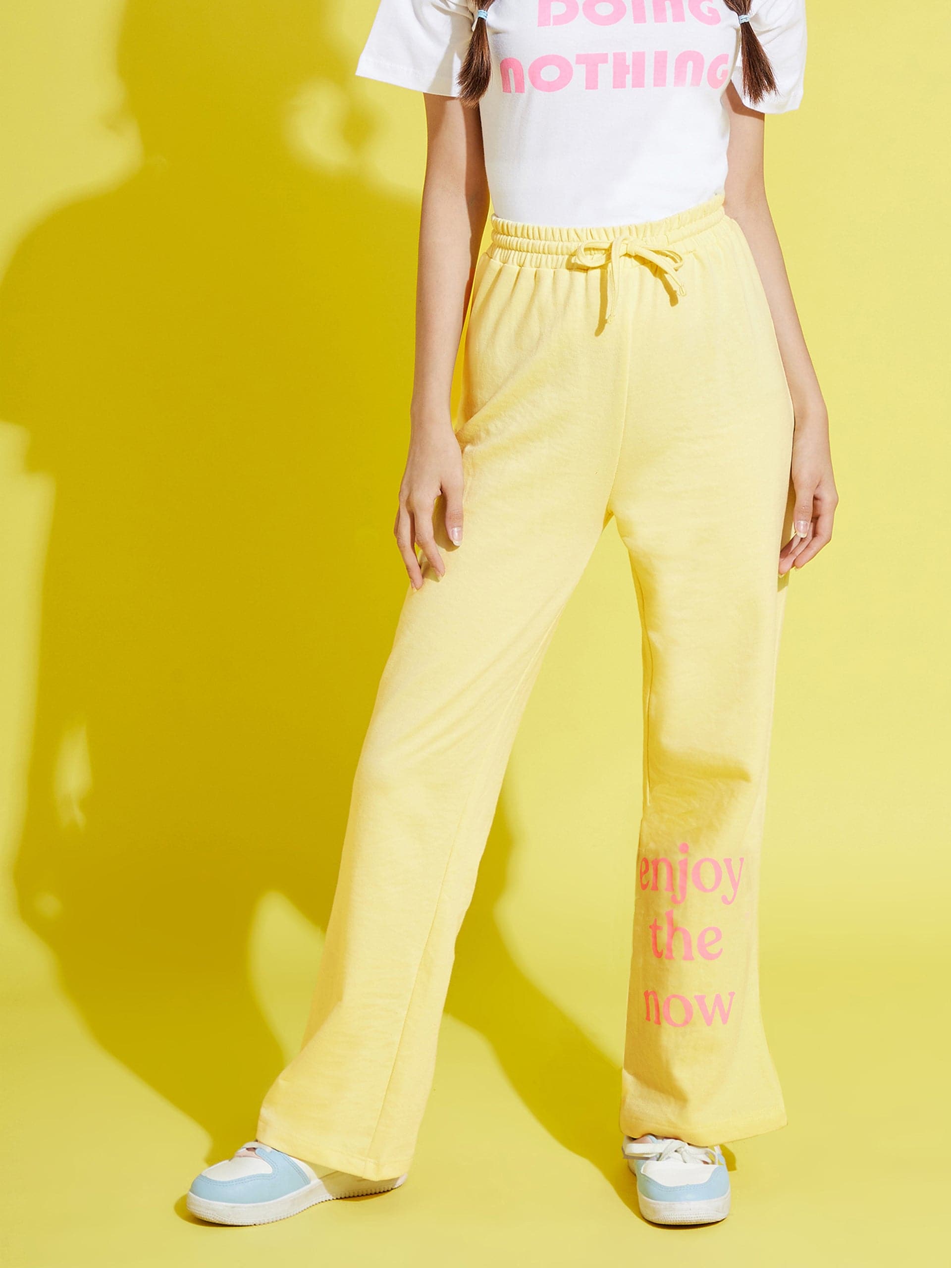 Wholesale Girls Yellow Terry Enjoy-The-Now Pants – Tradyl