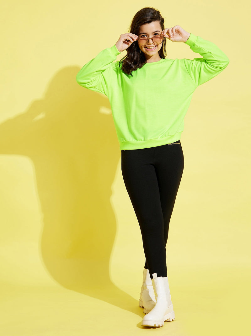 Girls Neon Green Terry Sweatshirt