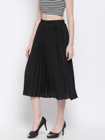 Black East Pleated Women Skirt