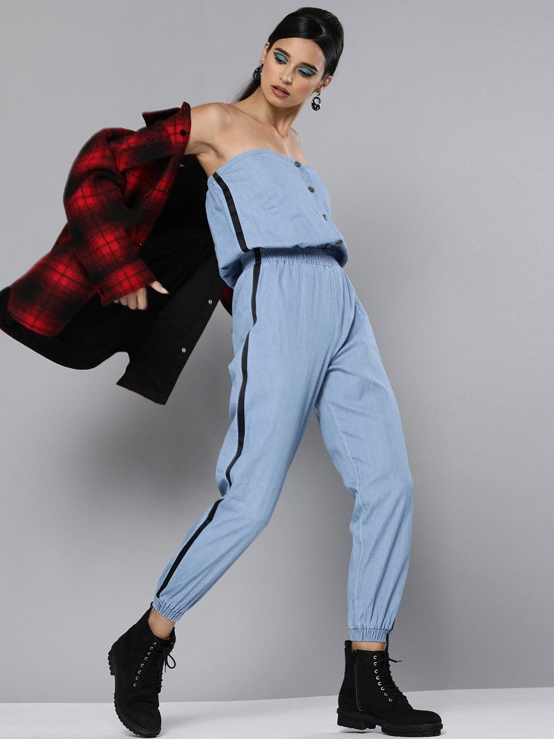 Wholesale Girls Ice Blue Embroidery Denim Jumpsuit – Tradyl