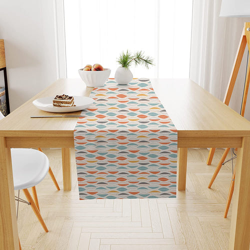 Half Leafs Printed Cotton Canvas 6 Seater Table Runner (13 x 72 Inches)
