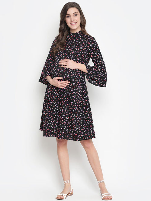 Oxolloxo Sequnced Floral Print Blooming Maternity Dress