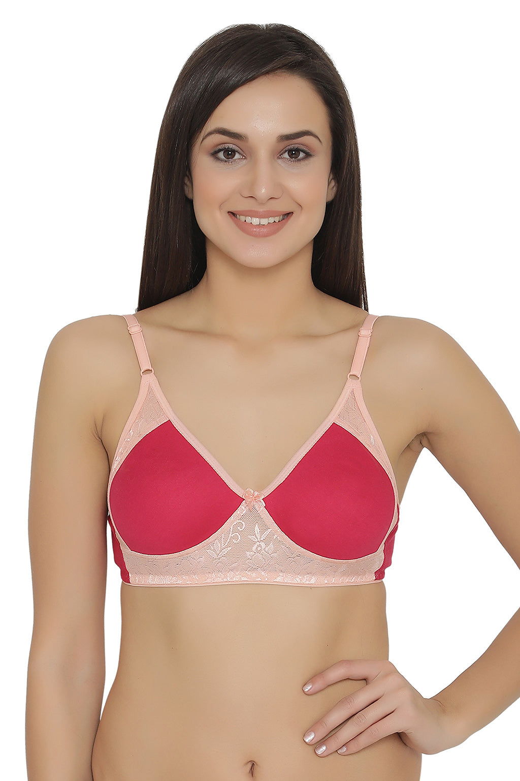 Non-Padded Non-Wired Full Coverage Bra in Pink - Cotton Rich – Tradyl
