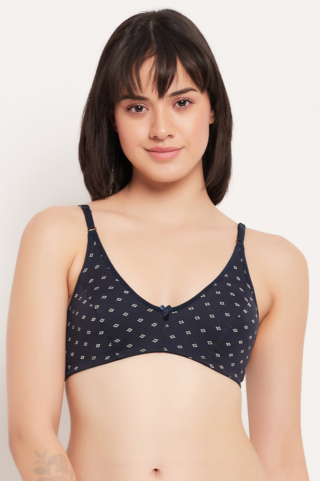 Cotton Non padded Wirefree Lacy Full Cup Bra - Blue – Tradyl