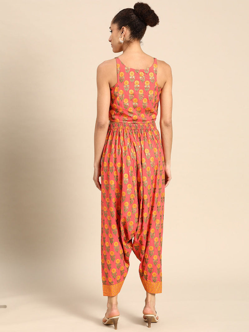 Crop top with dhoti pants in Peach