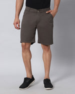 Solid Stretchable Shorts with 3 pockets-Grey