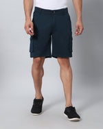 Solid Stretchable Shorts with 6 pockets-Blue