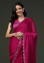 Avanshee Women's Latest Solid Satin Saree With Unstiched Blouse-AVN-1703-PINK