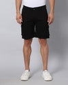 Solid Stretchable Shorts with 6 pockets-Black