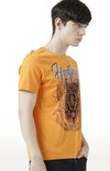 Huetrap Orange Mens Short Sleeve Graphic Printed Tshirt-HT17MKGRABZO00517