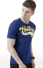 Huetrap Blue Mens Short Sleeve Graphic Printed Tshirt-HT17MKGRALNY01126