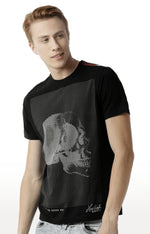 Huetrap Black Mens Short Sleeve Graphic Printed Tshirt-HT15MKGRABLK00058