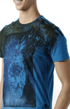 Huetrap Blue Mens Short Sleeve Graphic Printed Tshirt-HT17MKGRASUR00322