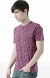 Huetrap Maroon Mens Short Sleeve Graphic Printed Tshirt-HT17MKGRAPLU00579