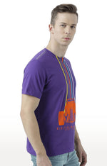 Huetrap Purple Mens Short Sleeve Graphic Printed Tshirt-HT17MKGRARPP01081