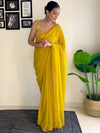 Avanshee Women's Latest Solid Georgette Saree With Embroidred Unstiched Blouse-AVN-1704-YELLOW