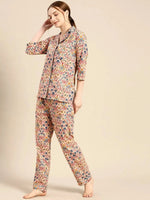 Shirt with Pyjama Set in Floral Block Print