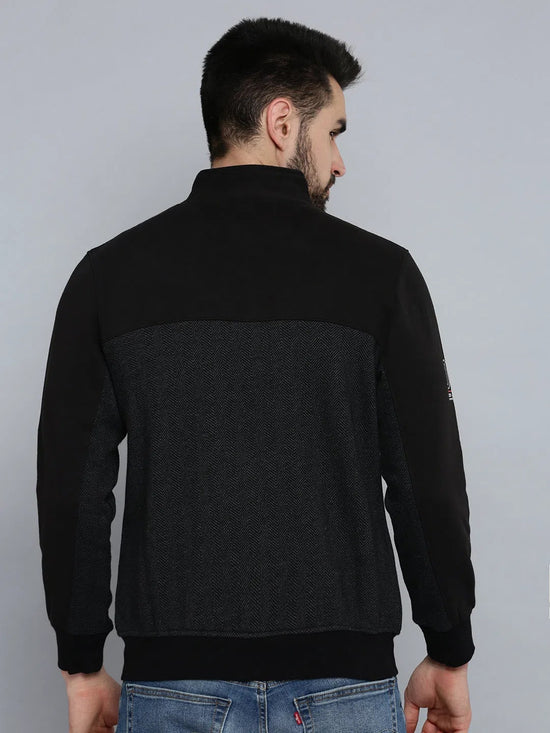 Men Black Solid Sweatshirt-ODS-6041-Black