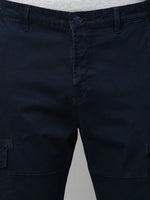 Genips Men's Carbon Blue Cotton Stretch Bahamas Cargo Fit Solid Cargo