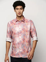 Men Grey Floral Shirt-PRISM-M204-1614-Grey