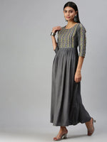 Women's Grey Floral Anarkali Kurta-GW2282-Grey