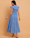 Blue Gingham Tiered Maxi Dress-2890