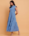 Blue Gingham Tiered Maxi Dress-2890