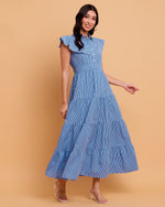 Blue Gingham Tiered Maxi Dress-2890