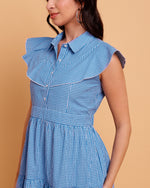 Blue Gingham Tiered Maxi Dress-2890