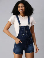 Women's Navy Blue Solid Dungarees-LT-DS19954-Navyblue