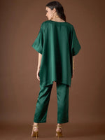 Anti Fit Kaftan Top with Pants in Green Color