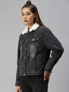 Women's Grey Solid Denim Jacket Jackets-IM-JKT9835-Grey