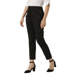 Smarty Pants Women's Cotton Lycra Ankle Length Black Formal Trouser-SMPT-885A-S