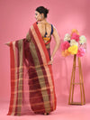 Maroon Pure Cotton Tant Saree With Temple Border-MA51TT43430059