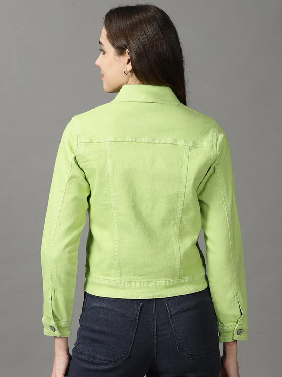 Women's Green Solid Open Front Jacket-GZ-5577-Green