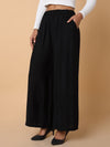 Women Solid Black Loose Fit Trouser-1075-Black