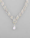 Silver Plated CZ-Stone Studded With Pearl Jewellery Set-VOJ388