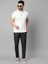Genips Men's Cotton Stretch Caribbean Slim Fit Self Design Navy Color Trousers