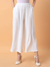 Women Solid White Pleated Loose Fit Trouser-1090-White