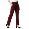 Smarty Pants Women's Cotton Lycra Bell Bottom Wine Color Formal Trouser